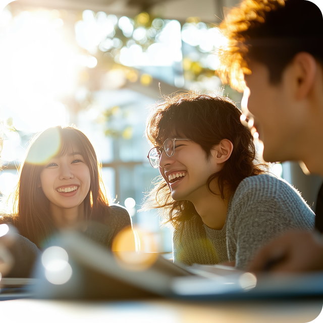 仲間と盛り上がる